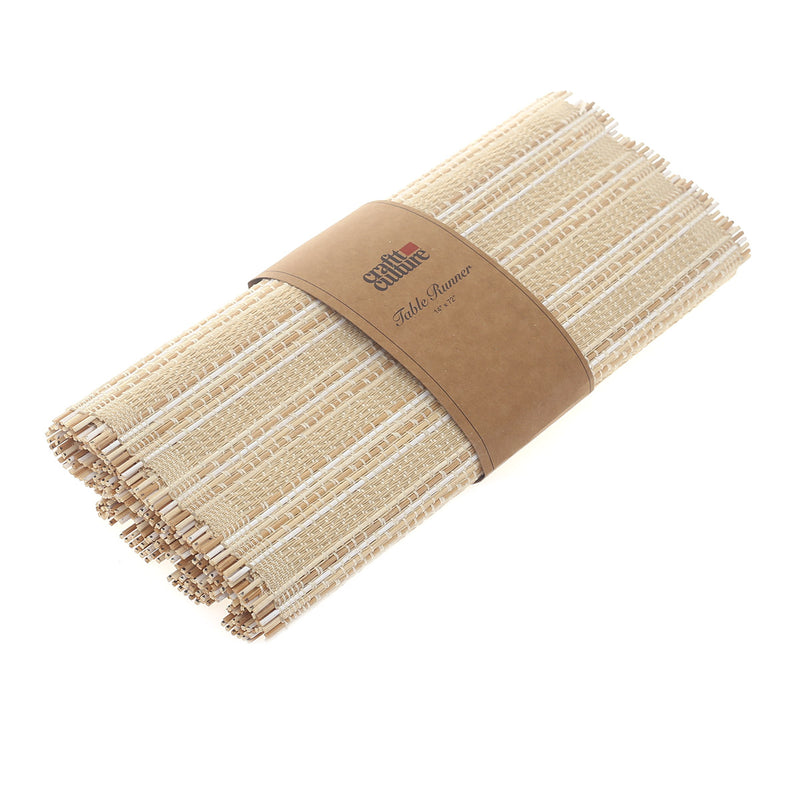 Neutral Weave Bamboo Runner 13x72" – Natural Textured Extra-Long Table Runner - Habitt