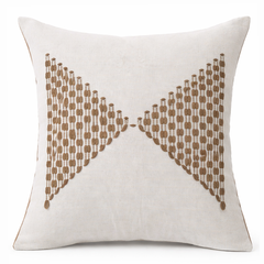 Jute Triangle Cushion Cover 18x18" – Natural Embroidered Decorative Throw Pillow - Habitt
