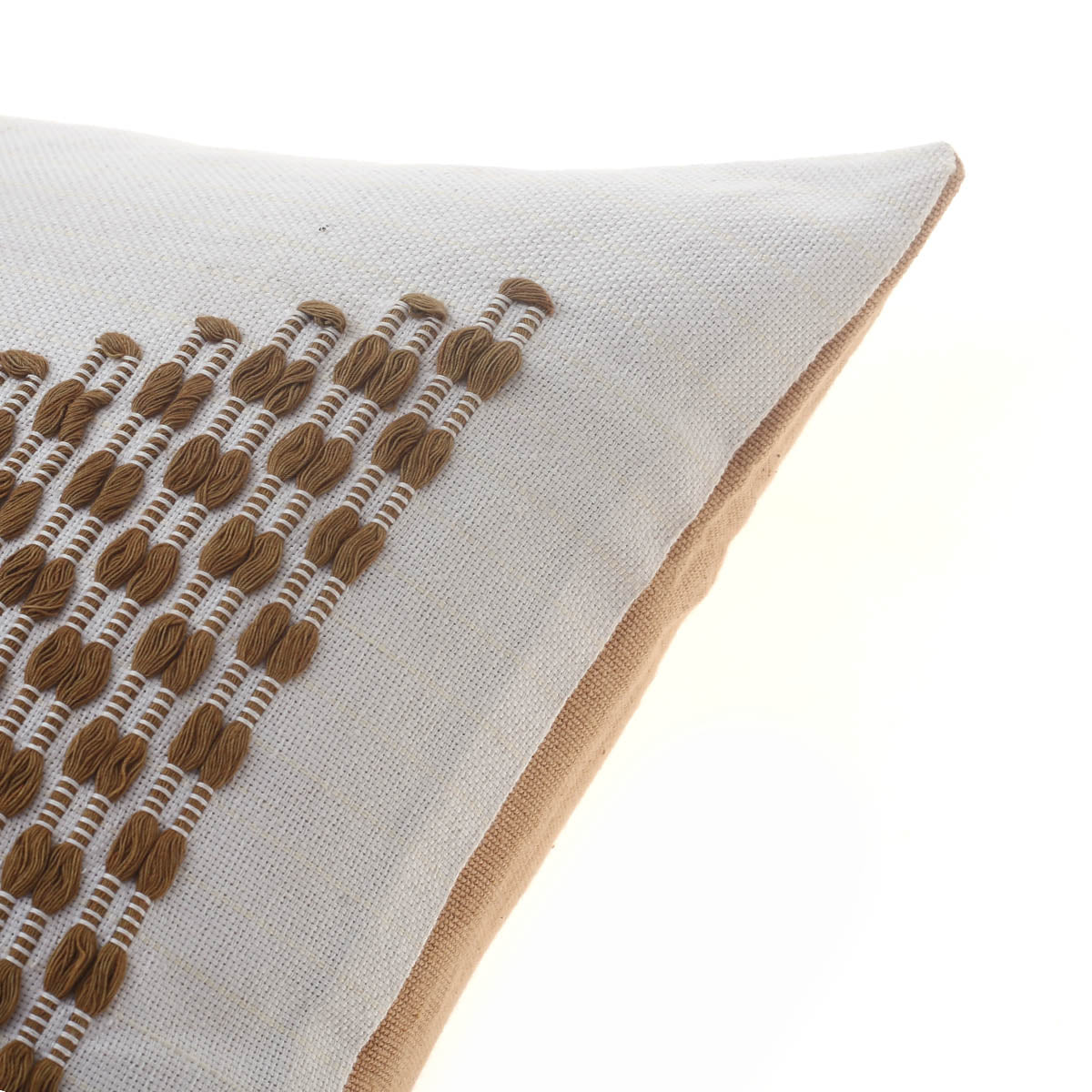 Jute Triangle Cushion Cover 18x18" – Natural Embroidered Decorative Throw Pillow - Habitt