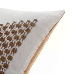 Jute Triangle Cushion Cover 18x18" – Natural Embroidered Decorative Throw Pillow - Habitt