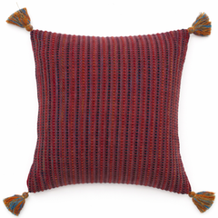 Jute Textures Cushion Cover 18x18" – Rustic Striped Tassel Decorative Pillow - Habitt