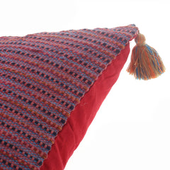 Jute Textures Cushion Cover 18x18" – Rustic Striped Tassel Decorative Pillow - Habitt