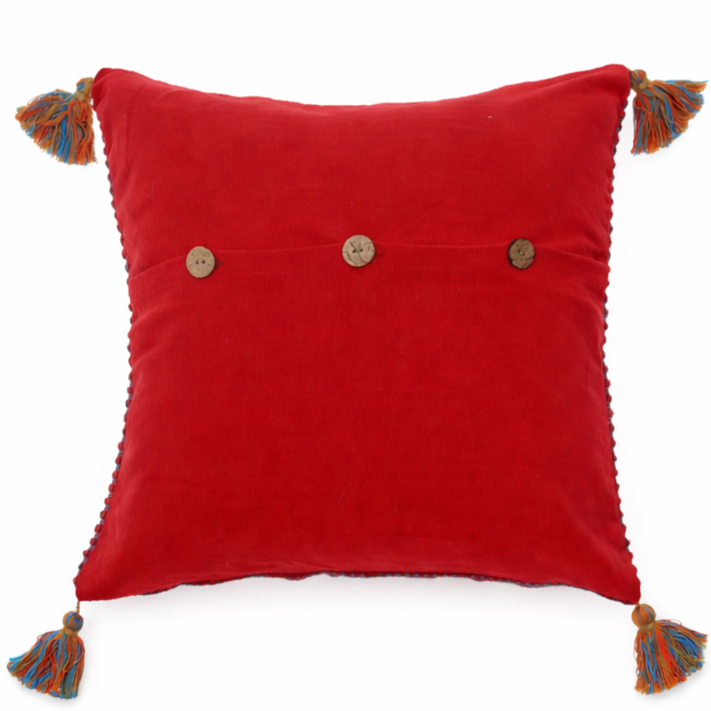 Jute Textures Cushion Cover 18x18" – Rustic Striped Tassel Decorative Pillow - Habitt