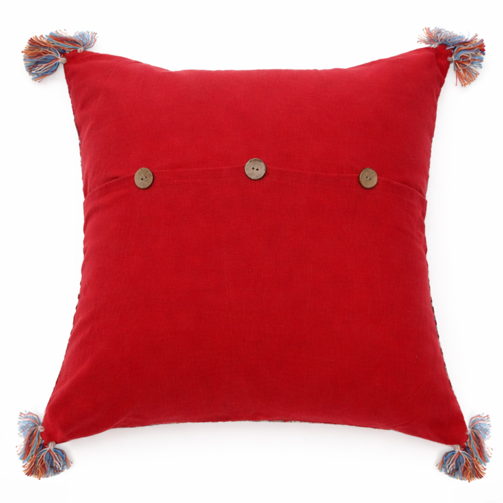 Tangerine Ethnic Cushion Cover 20x20" – Boho Printed Tassel Decorative Pillow - Habitt