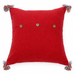 Tangerine Ethnic Cushion Cover 20x20" – Boho Printed Tassel Decorative Pillow - Habitt