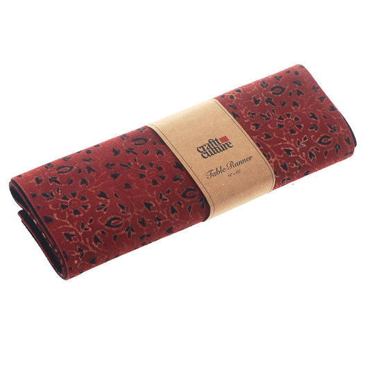 Madder Floral Runner 14x45" – Rustic Ethnic Printed Table Runner - Habitt