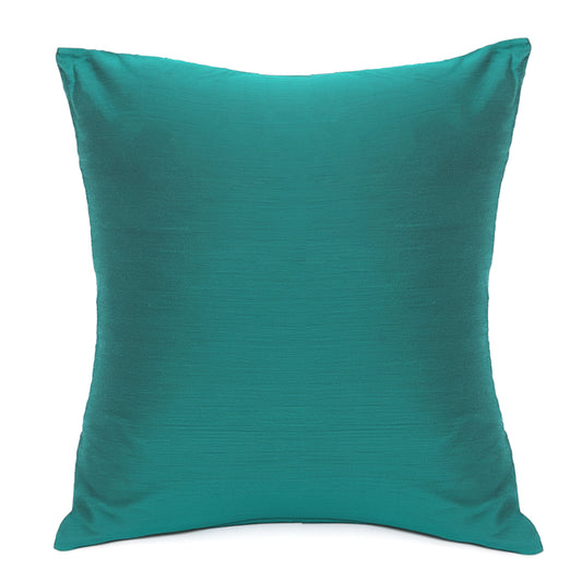 Green Cotton Silk Cushion Cover 18x18 – Elegant Plain Decorative Throw Pillow for Sofa, Bed & Living Room