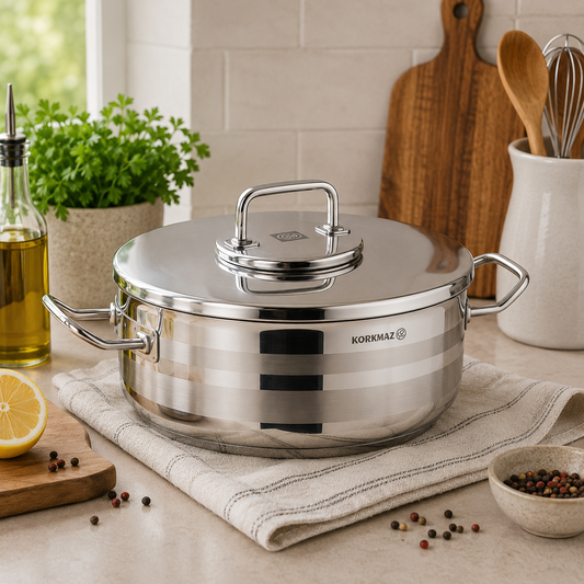 Astra2 Stainless Steel Casserole Set – Heavy-Duty Mirror Finish Cookware (Sizes: 32x19, 36x21, 40x25 cm)