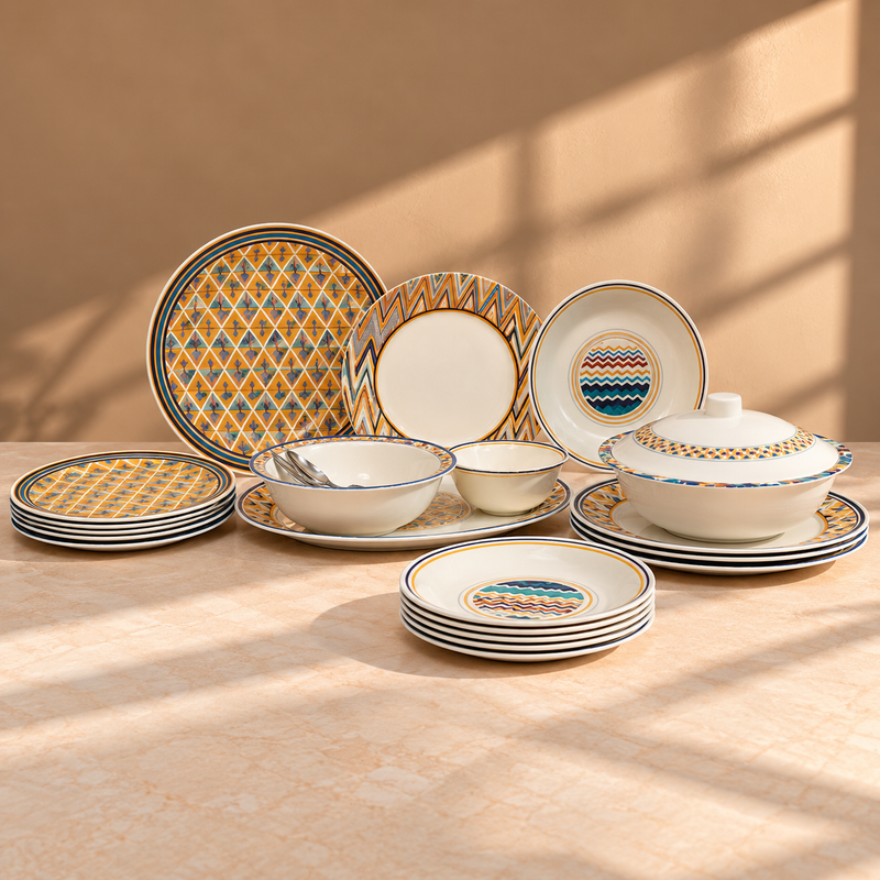 Dinner Set Coloured Chevron