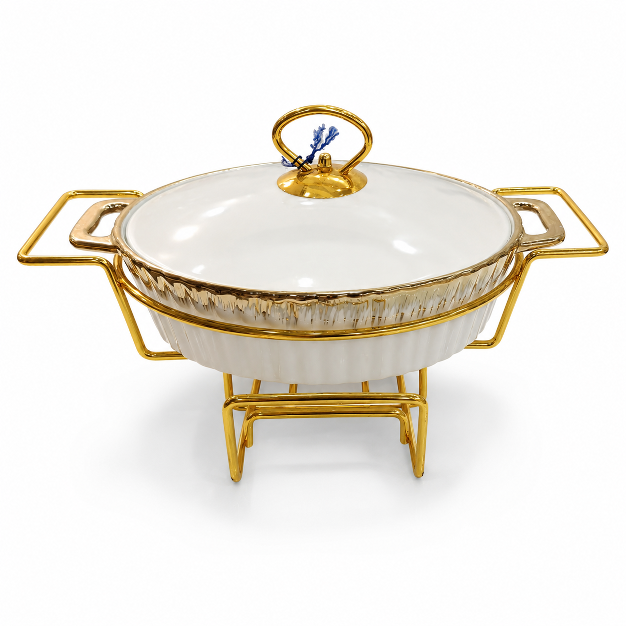 Casserole with Stand – Elegant Serving Dish with Gold Stand - Habitt