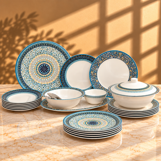 Dinner Set Blue Mosaic