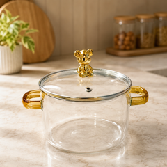 Medium Casserole with Lid & Side Handles – Transparent Serving Pot for Kitchen, Dining & Food Storage