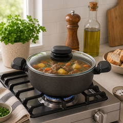 Ornella Aluminum Non-Stick Casserole with Glass Lid – Available in 20x10.5 cm (3.0 L), 24x6.5 cm & 28x7.5 cm (4.0 L)
