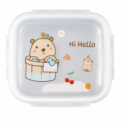 Hi Hello  Stainless Steel Lunch Box with Spoon | Leakproof Food Storage Container for Office, School & Travel | Reusable Bento Lunch Box