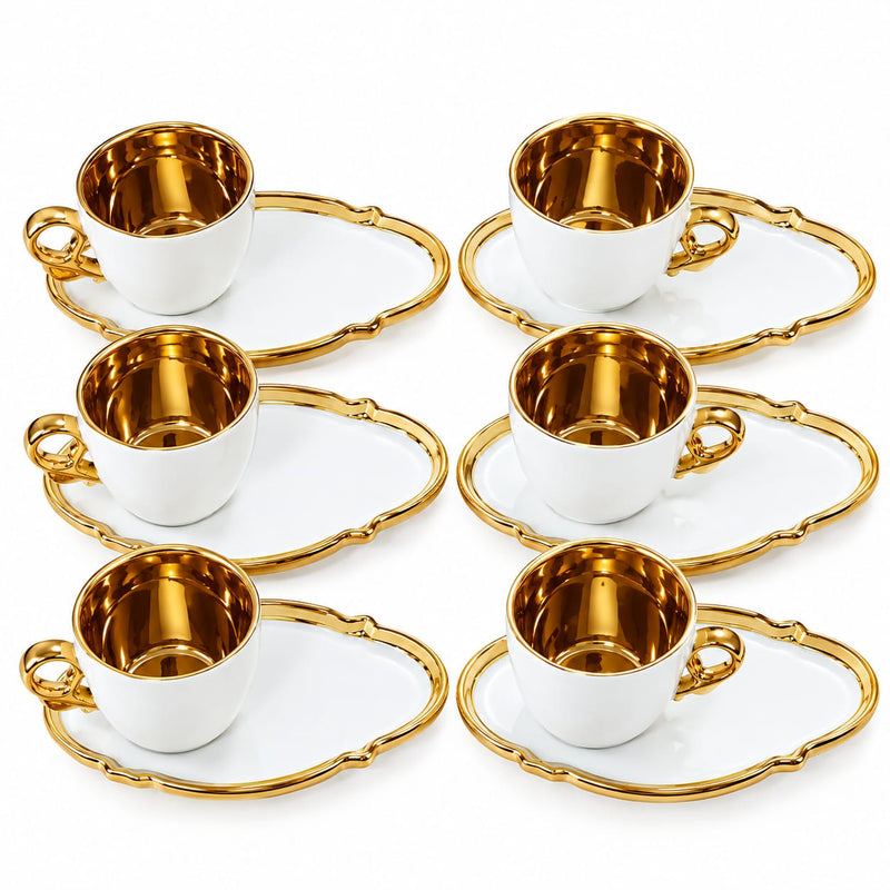 Sol Stylish Cup & Saucer Set of 6 – Black & Gold Porcelain Coffee Set 90120