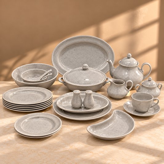 Luxury 72-Piece Granite Glow Speckled Dinnerware Set