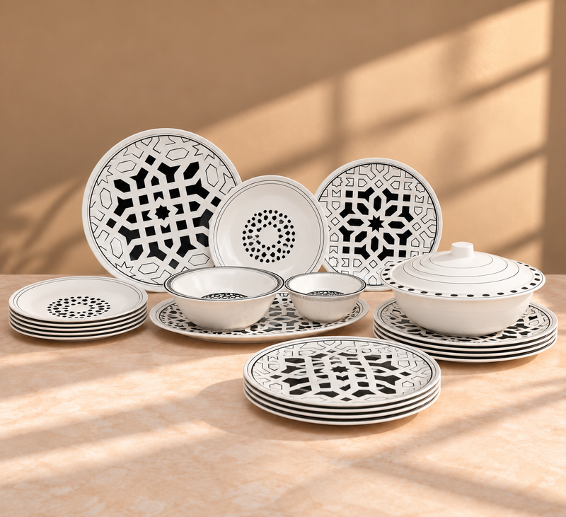 Dinner Set Geometric Black