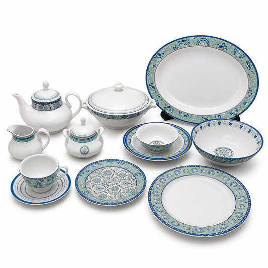61 PCS Dinner Set – Indigo Flora | Elegant Floral Design Tableware Set