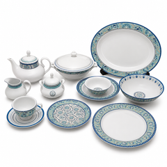 61 PCS Dinner Set – Indigo Flora | Elegant Floral Design Tableware Set
