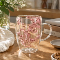Double Wall Glass Mug – Dark Oasis | 350ml