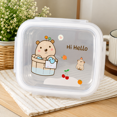 Hi Hello  Stainless Steel Lunch Box with Spoon | Leakproof Food Storage Container for Office, School & Travel | Reusable Bento Lunch Box