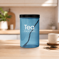 Kleeyo Blue Spice Storage Jar with Black Lid – Multipurpose Container for Coffee, Sugar, Tea & Kitchen Spices