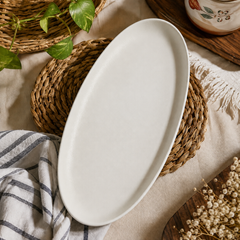 Oval Long Plate – White