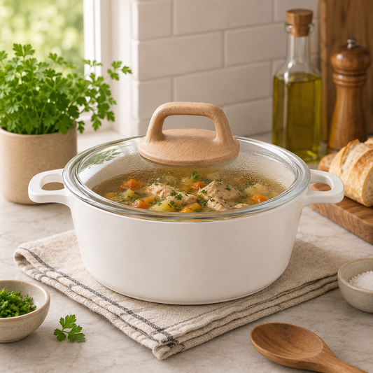 Gusto Ceramic Non-Stick Casserole with Glass Lid – Available in 20x10 cm & 24x12 cm