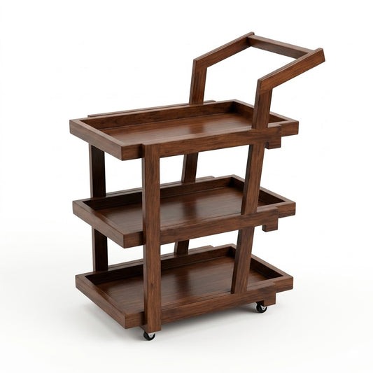 3-Step Ferdy Sheesham Wood Tea Trolley with Wheels