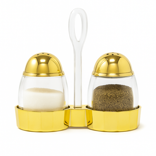 Small 7-Hole Seasoning Jars Set of 2 – Transparent Acrylic with Gold Bottom & Lid (25.1)