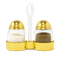 Small 7-Hole Seasoning Jars Set of 2 – Transparent Acrylic with Gold Bottom & Lid (25.1)