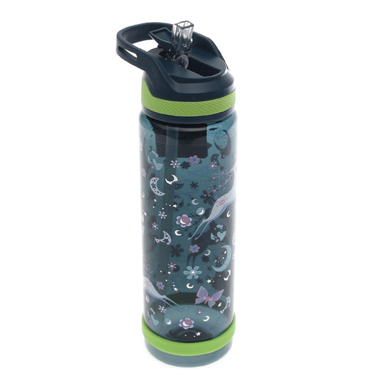 Sports Water Bottle with Straw – 800ml Flip‑Top Leak‑Proof Design (Black, Green, Blue, Purple)