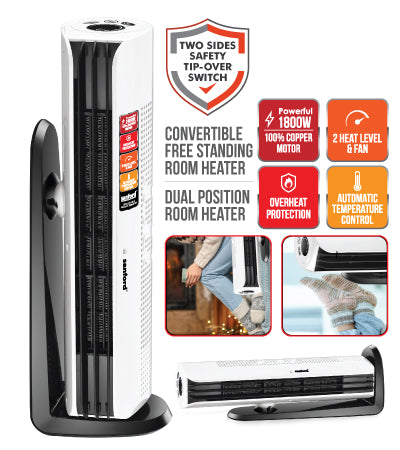 Sanford Convertible Room Heater 1800W – Model SF1214RH | Standing & Floor Heater with Fan