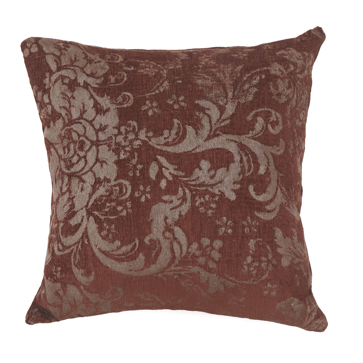 Brown Jacquard Cushion Cover 18x18 – Elegant Decorative Throw Pillow with Floral Pattern for Sofa & Bed