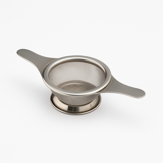 Stainless Steel Tea Strainer with Drip Bowl – Fine Mesh Loose Leaf Tea Infuser