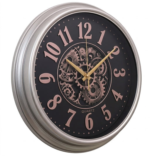 Heritage Wall Clock Glisso 14.5" – Vintage Gear Design Quartz Decorative Wall Clock - Habitt
