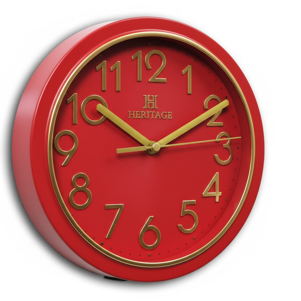 Heritage Wall Clock Fantasy – Red & Gold Plastic Frame Edition - Habitt