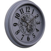 Heritage Wall Clock Glisso 14.5" – Vintage Silver Frame Gear Design Quartz Wall Clock - Habitt