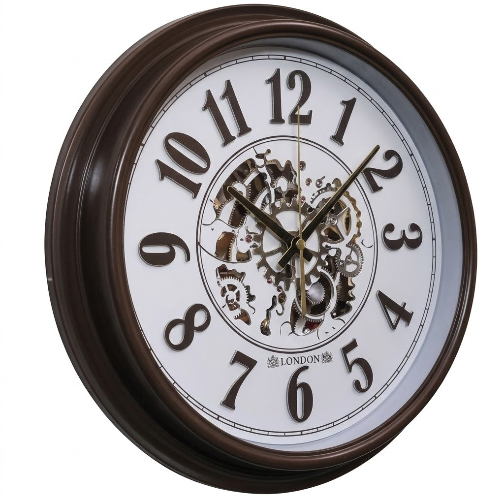 Heritage Wall Clock Glisso 14.5" – Classic Bronze Frame Gear Design Quartz Wall Clock - Habitt