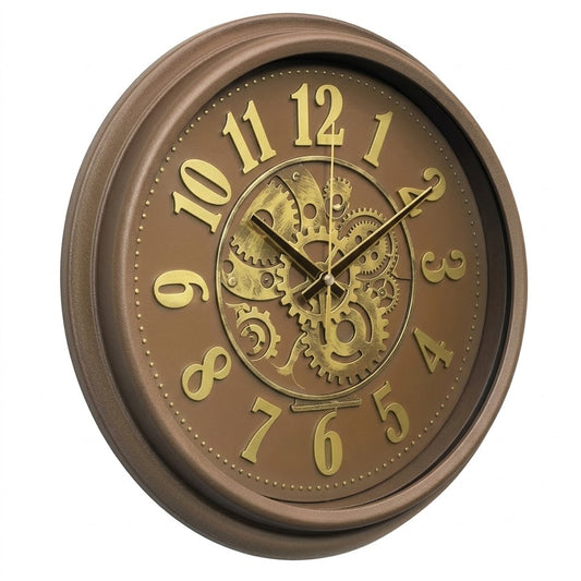Heritage Wall Clock Glisso 14.5" – Vintage Bronze Gear Design Quartz Decorative Wall Clock - Habitt