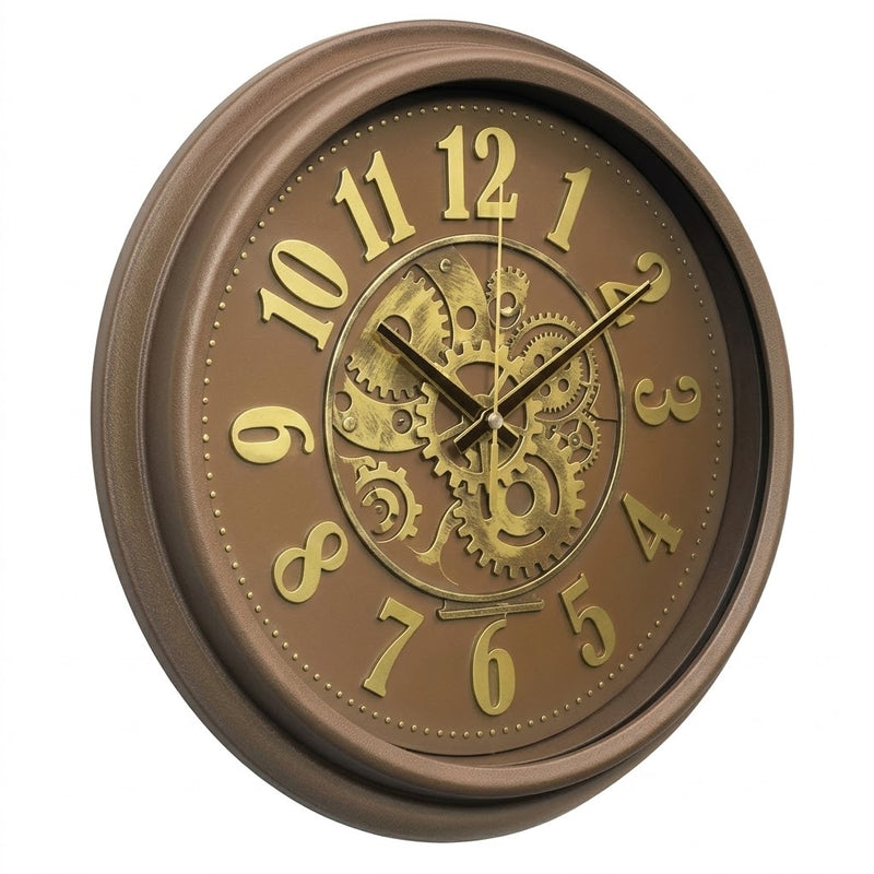 Heritage Wall Clock Glisso 14.5" – Vintage Bronze Gear Design Quartz Decorative Wall Clock - Habitt