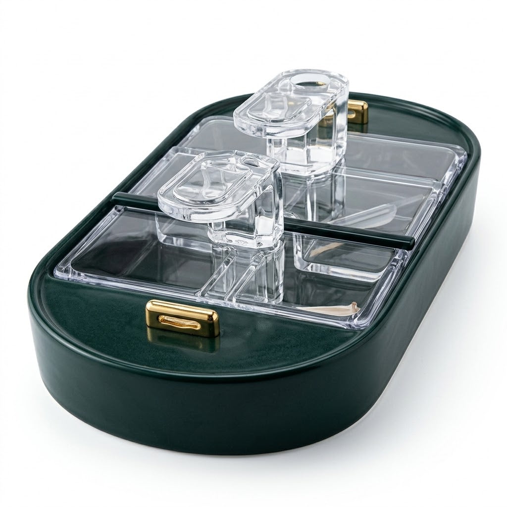 Wall-Mounted Green Spice Box Organizer with Transparent Lid – Space-Saving Kitchen Storage Container - Habitt