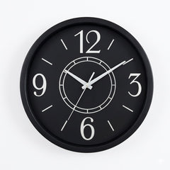 Heritage Bradford Wall Clock 14.5 Inch – Sleek Black Dial with Silver Accents & Modern Heritage Design (Plastic) - Habitt