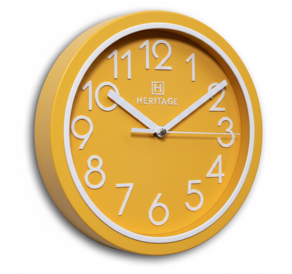 Heritage Wall Clock Fantasy – Yellow Plastic Frame Edition - Habitt