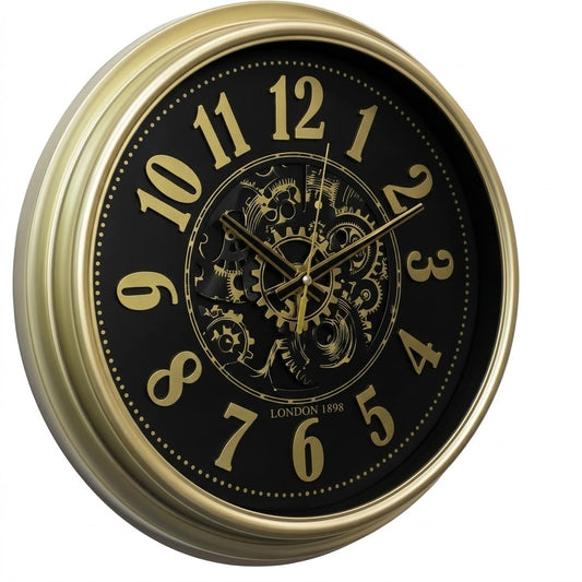 Heritage Wall Clock Glisso 14.5" – Vintage Industrial Gear Design Decorative Wall Clock - Habitt