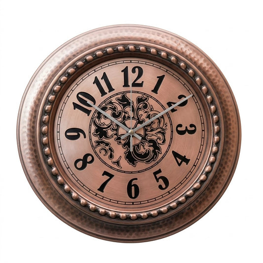 Heritage Gear 18-Inch Vintage Copper Wall Clock – Classic Decorative Metal Wall Clock for Living Room, Office & Home Décor - Habitt