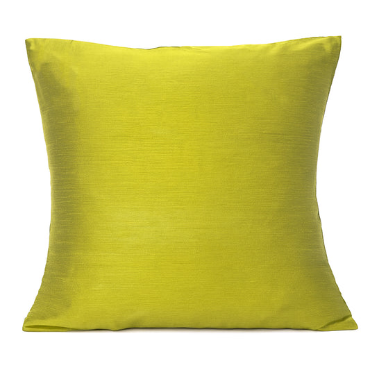 Lime Green Cotton Silk Cushion Cover 18x18 – Vibrant Plain Decorative Throw Pillow for Sofa, Bed & Living Room
