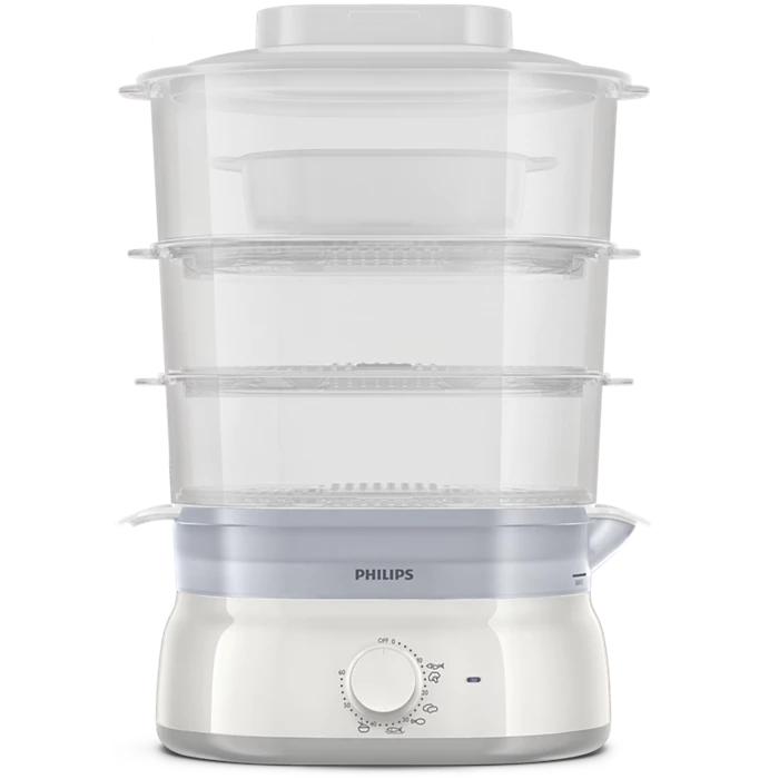 Philips Daily Collection Food Steamer 900W with 3-Tier Baskets, Egg Rack & Rice Bowl (HD9125/90)