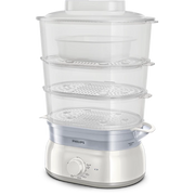 Philips Daily Collection Food Steamer 900W with 3-Tier Baskets, Egg Rack & Rice Bowl (HD9125/90) - Habitt