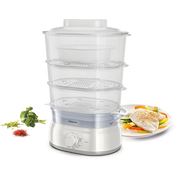 Philips Daily Collection Food Steamer 900W with 3-Tier Baskets, Egg Rack & Rice Bowl (HD9125/90) - Habitt